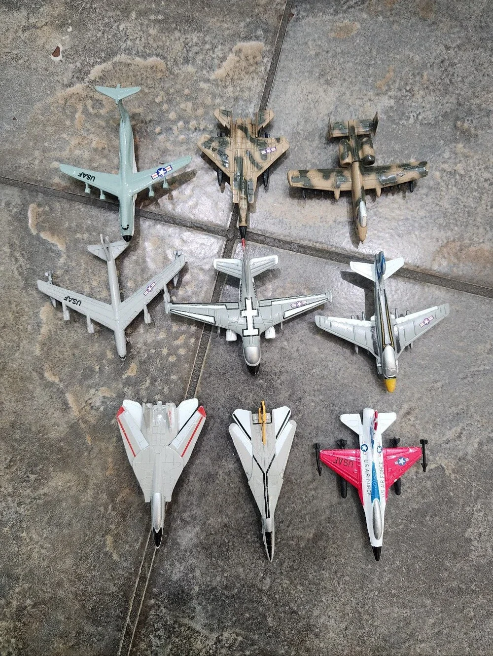 Vintage USAF Diecast Lot Of 9 Zylmex Zee Toys Military Fighter Jet Planes